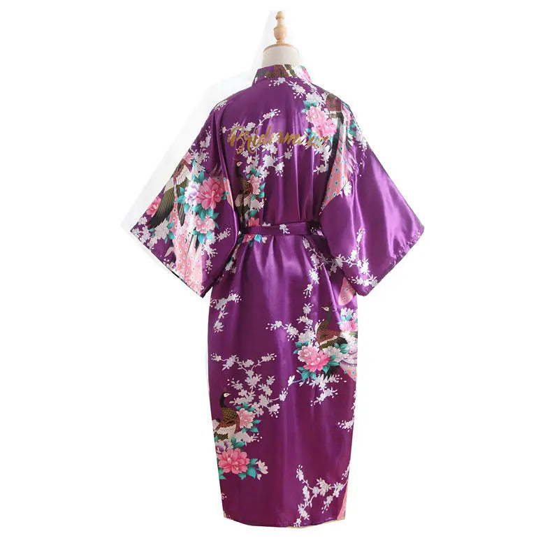 Bridesmaid Imitation Silk Dressing Gown Dressing Gown Bridal Nightgown Zunara Fashions