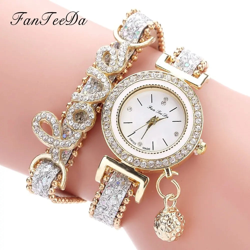 FanTeeDa Brand Women Bracelet Watches Ladies Watch Rhinestones Clock Womens Fashion Dress Wristwatch Relogio Feminino Gift Zunara Fashions