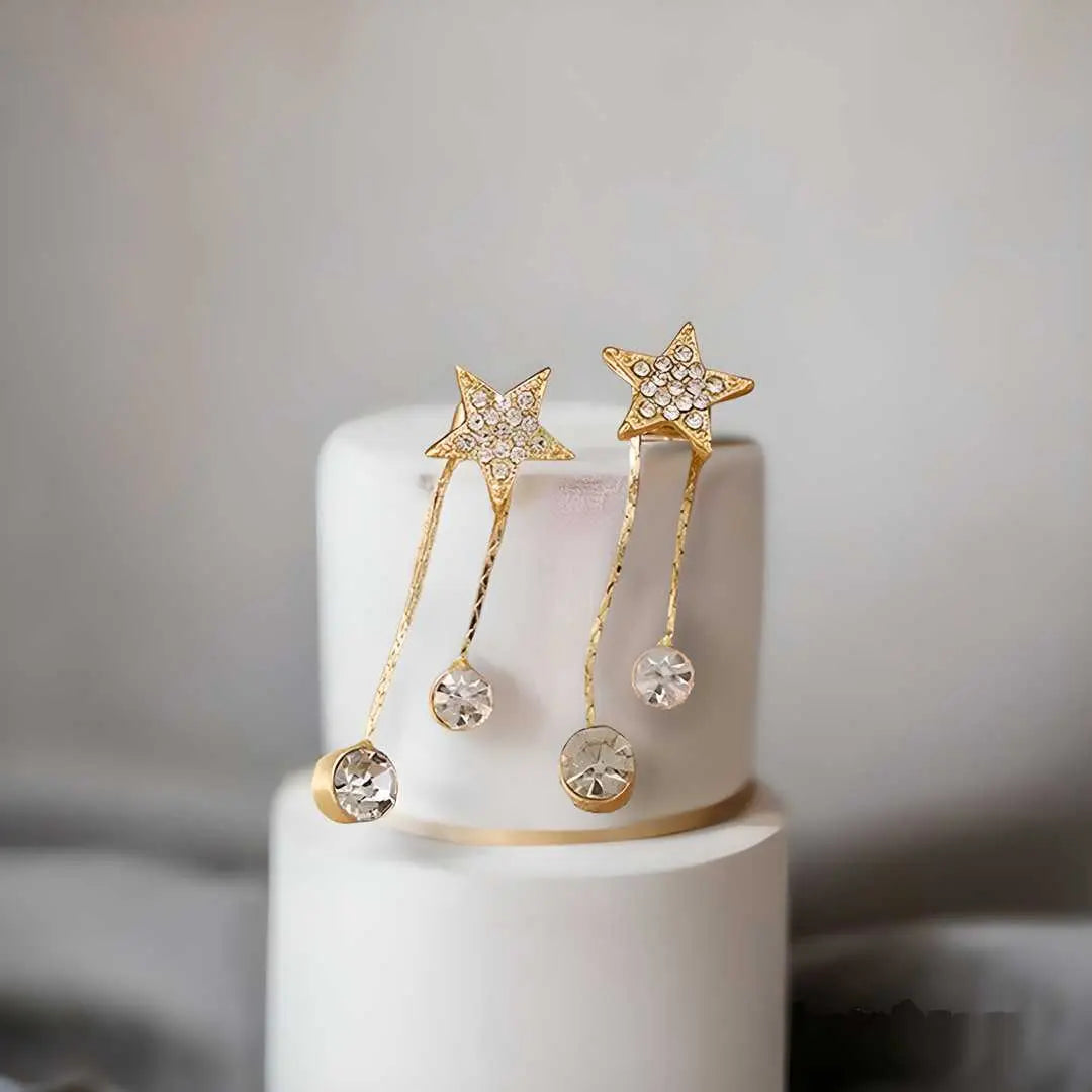 AVR JEWELS Gold Plated Korean Shining Star Stud Earrings For Women and Girls 65a027-52
