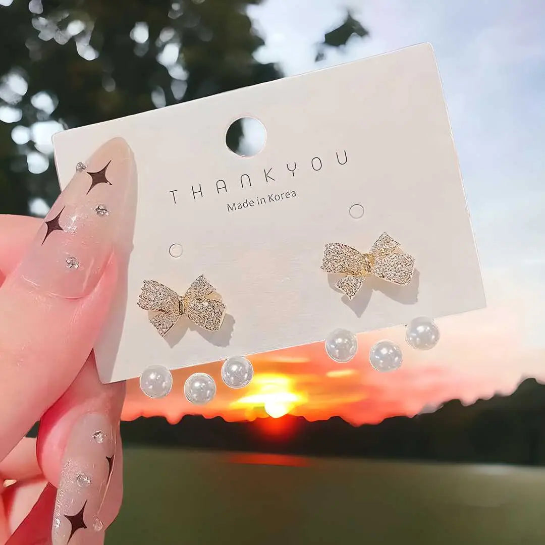 AVR JEWELS Korean Amazing Gold Plated Luxury Bow Diamon Earrings For Women and Girls 65a027-52