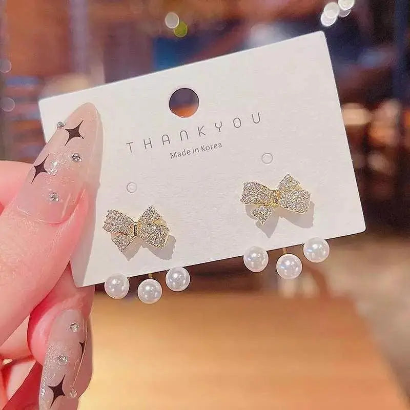 AVR JEWELS Korean Amazing Gold Plated Luxury Bow Diamon Earrings For Women and Girls 65a027-52