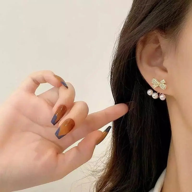 AVR JEWELS Korean Amazing Gold Plated Luxury Bow Diamon Earrings For Women and Girls 65a027-52