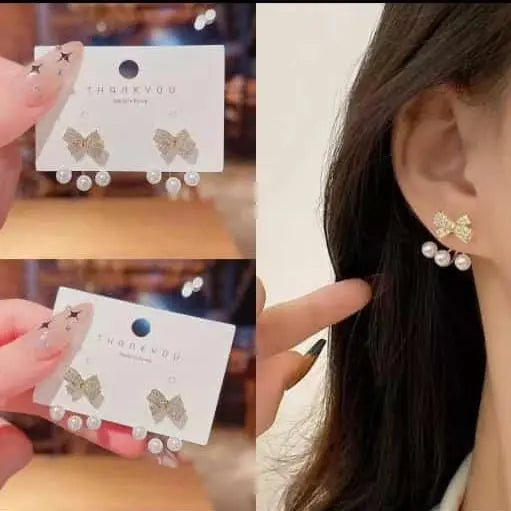 AVR JEWELS Korean Amazing Gold Plated Luxury Bow Diamon Earrings For Women and Girls 65a027-52