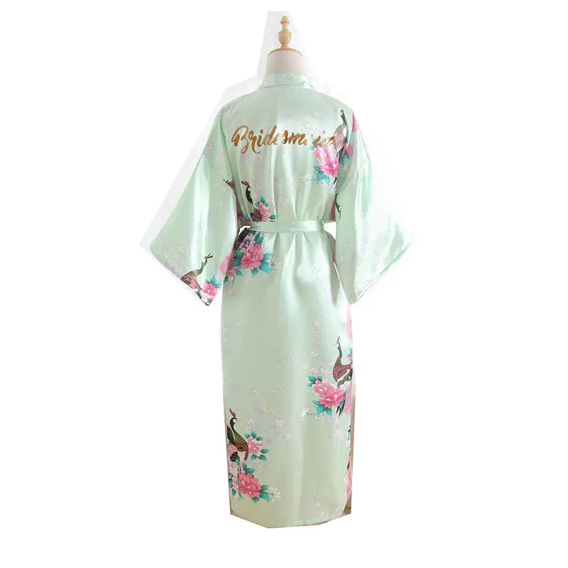 Bridesmaid Imitation Silk Dressing Gown Dressing Gown Bridal Nightgown Zunara Fashions