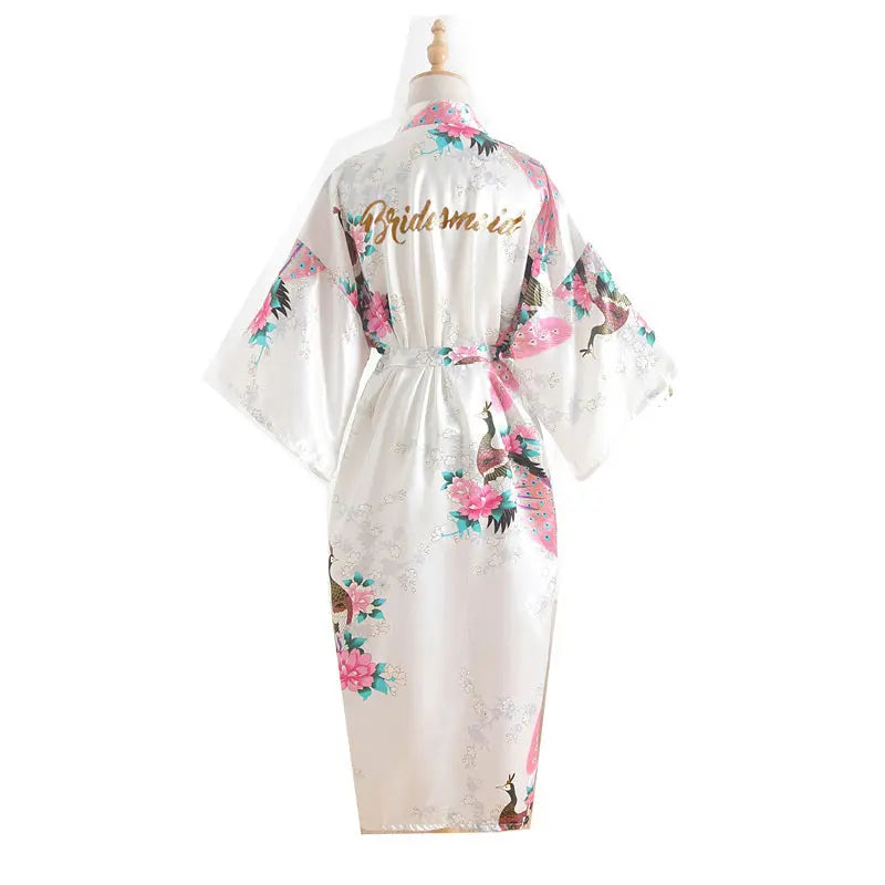 Bridesmaid Imitation Silk Dressing Gown Dressing Gown Bridal Nightgown Zunara Fashions