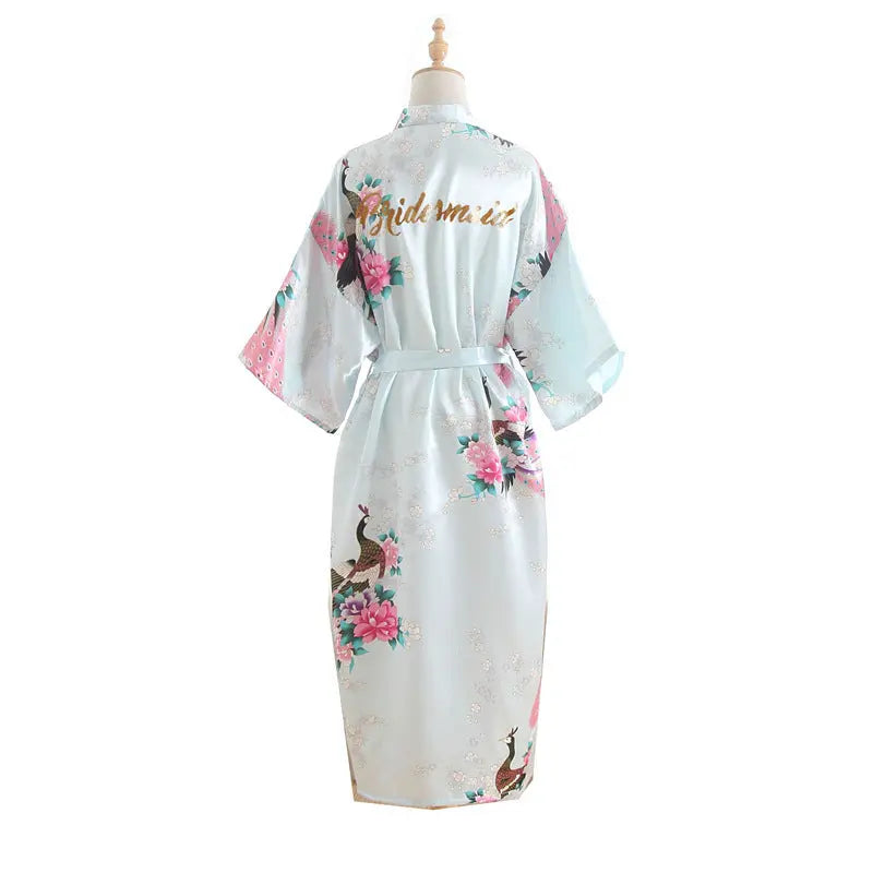 Bridesmaid Imitation Silk Dressing Gown Dressing Gown Bridal Nightgown Zunara Fashions
