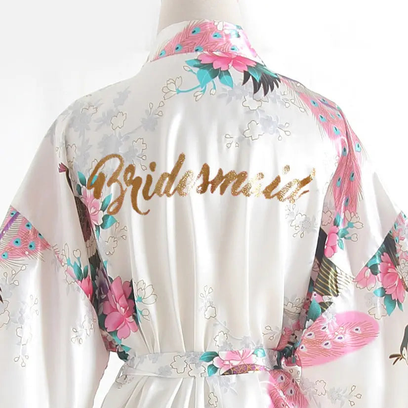 Bridesmaid Imitation Silk Dressing Gown Dressing Gown Bridal Nightgown Zunara Fashions