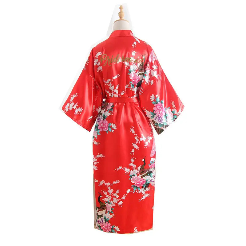 Bridesmaid Imitation Silk Dressing Gown Dressing Gown Bridal Nightgown Zunara Fashions