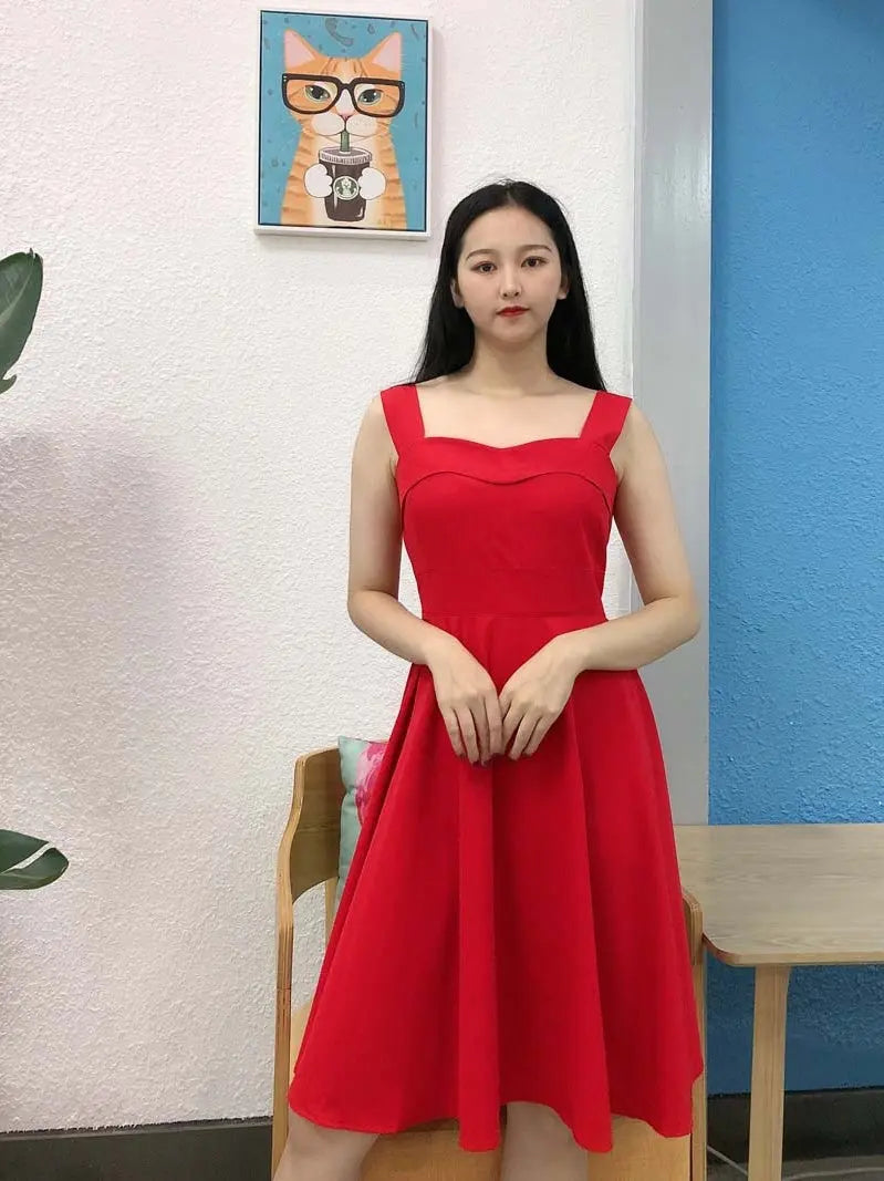European And American Retro High-waisted Dress, Puffy Dress Zunara Fashions