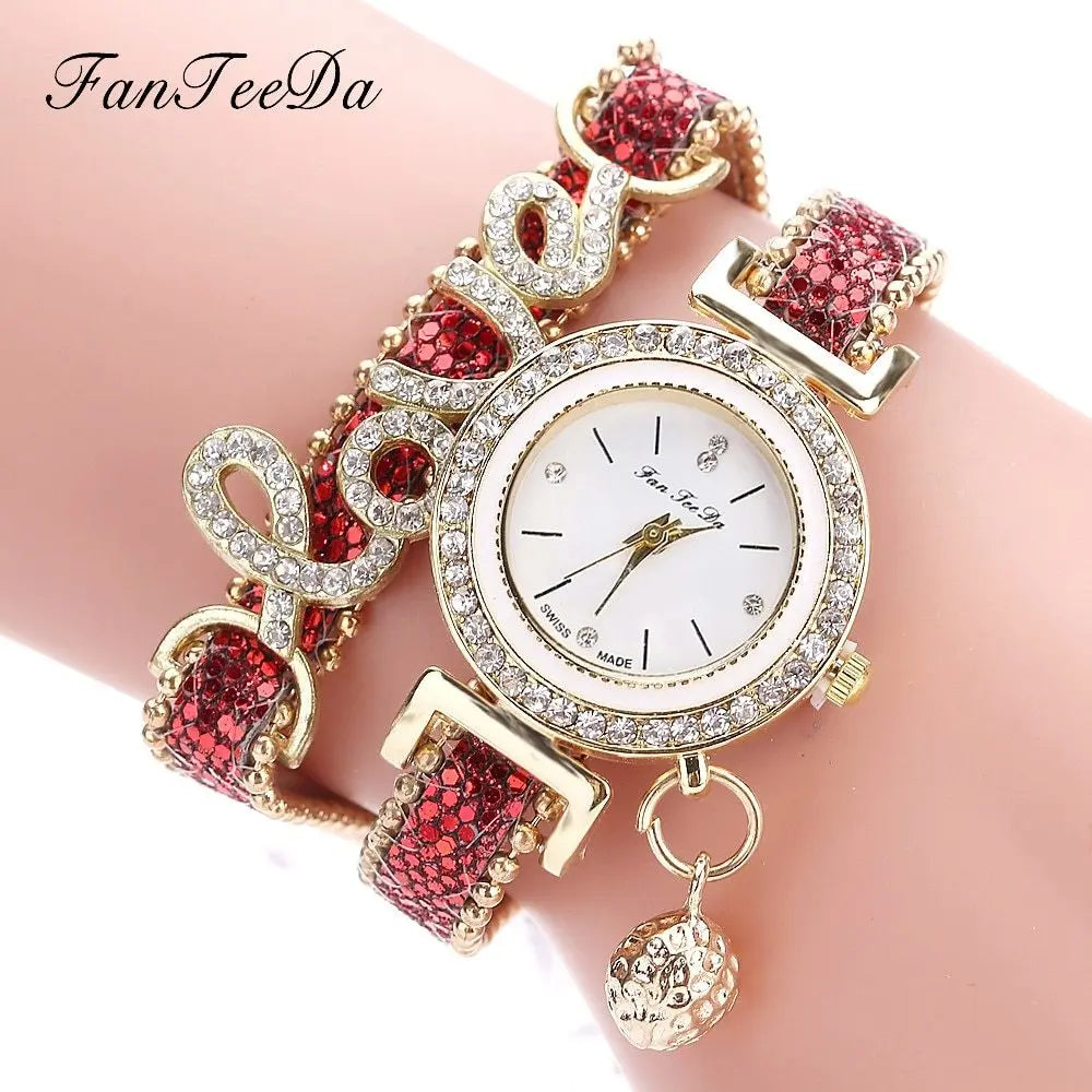 FanTeeDa Brand Women Bracelet Watches Ladies Watch Rhinestones Clock Womens Fashion Dress Wristwatch Relogio Feminino Gift Zunara Fashions