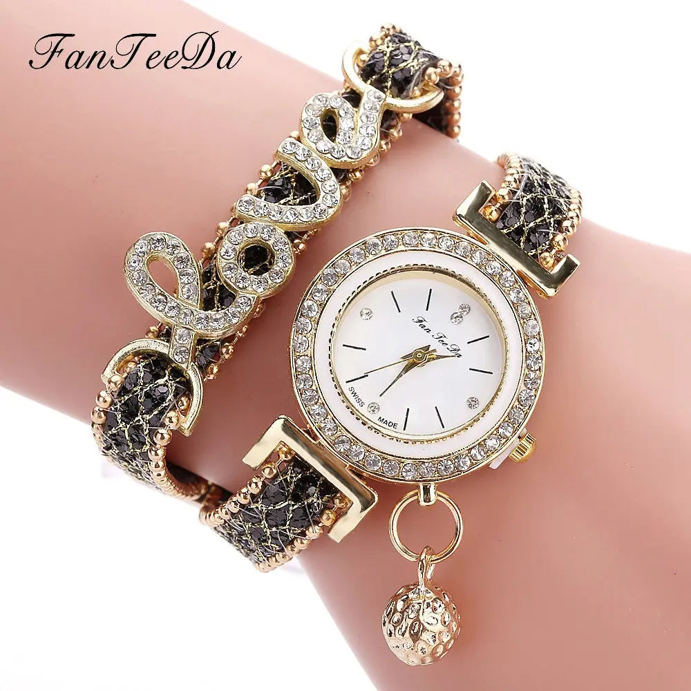 FanTeeDa Brand Women Bracelet Watches Ladies Watch Rhinestones Clock Womens Fashion Dress Wristwatch Relogio Feminino Gift Zunara Fashions