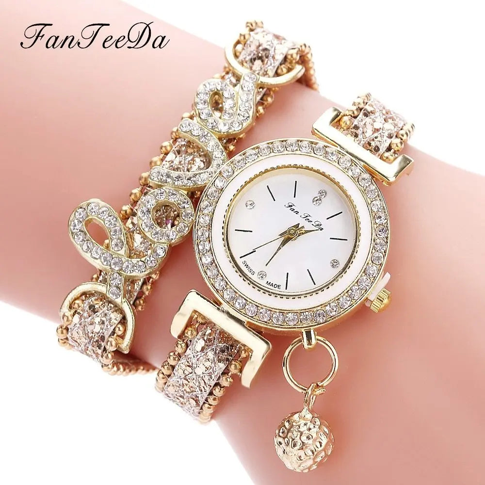 FanTeeDa Brand Women Bracelet Watches Ladies Watch Rhinestones Clock Womens Fashion Dress Wristwatch Relogio Feminino Gift Zunara Fashions