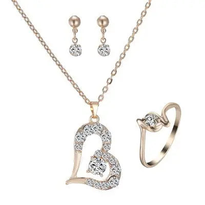 Heart Pendant Jewelry Set Rhinestone Jewellery Zunara Fashions