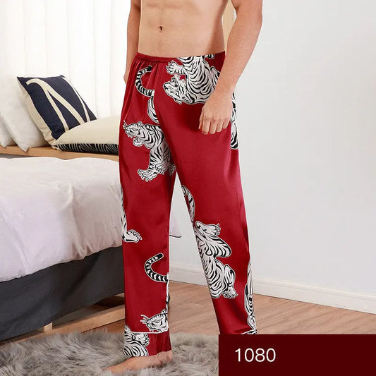 Men sleepwear Bottoms Silk Pajamas Print Long Sleep Pants Zunara Fashions