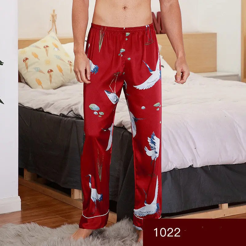 Men sleepwear Bottoms Silk Pajamas Print Long Sleep Pants Zunara Fashions