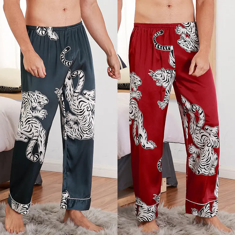 Men sleepwear Bottoms Silk Pajamas Print Long Sleep Pants Zunara Fashions
