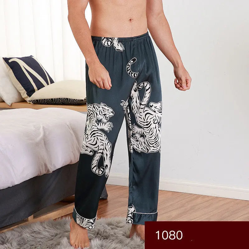 Men sleepwear Bottoms Silk Pajamas Print Long Sleep Pants Zunara Fashions
