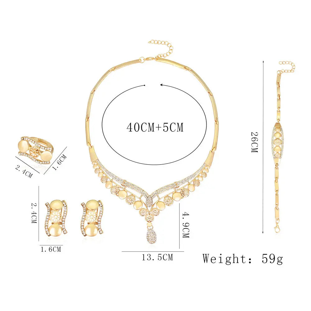 New European And American Exaggerated Jewelry Sets, Women's Bridal Jewelry Four Sets Zunara Fashions