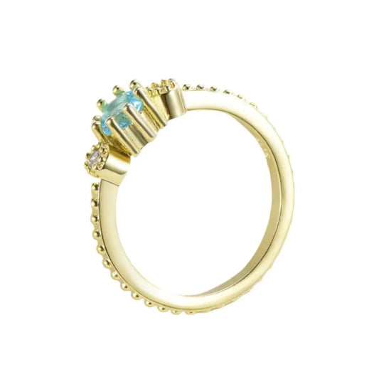 ROMAD Ocean Blue Rhinestone Rings Women Size 105 Gold Silver Finger Rings for Wedding Engagement Simple Bohemian Rings Zunara Fashions