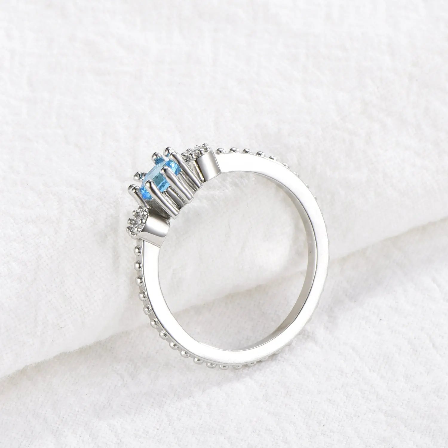 ROMAD Ocean Blue Rhinestone Rings Women Size 105 Gold Silver Finger Rings for Wedding Engagement Simple Bohemian Rings Zunara Fashions