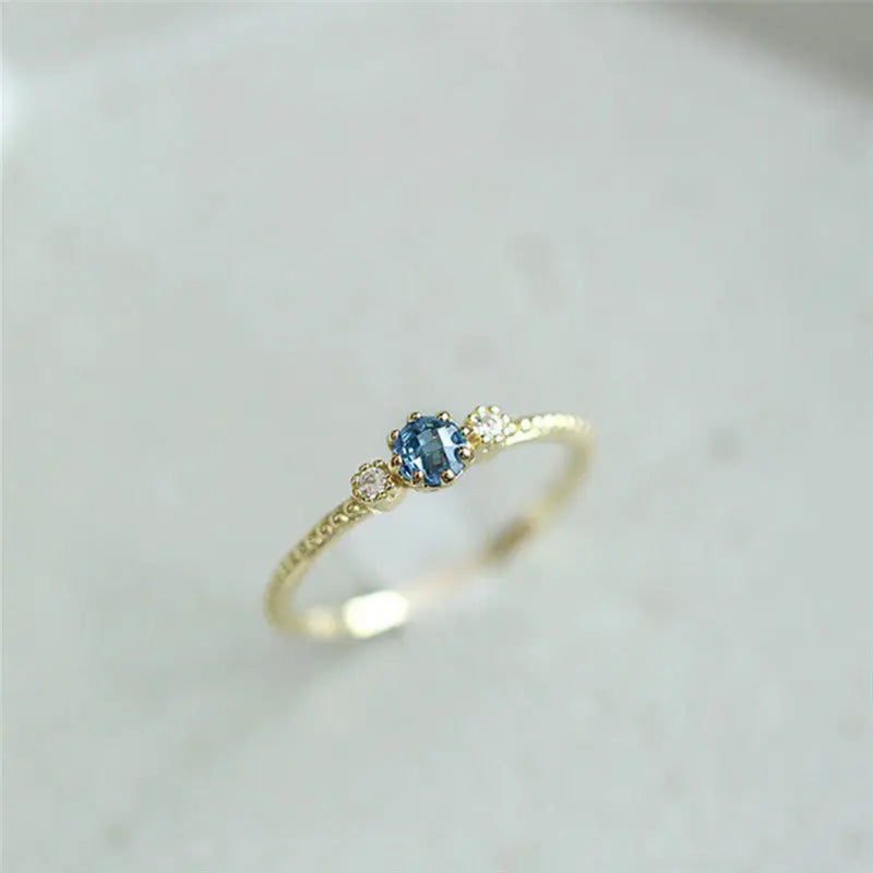 ROMAD Ocean Blue Rhinestone Rings Women Size 105 Gold Silver Finger Rings for Wedding Engagement Simple Bohemian Rings Zunara Fashions