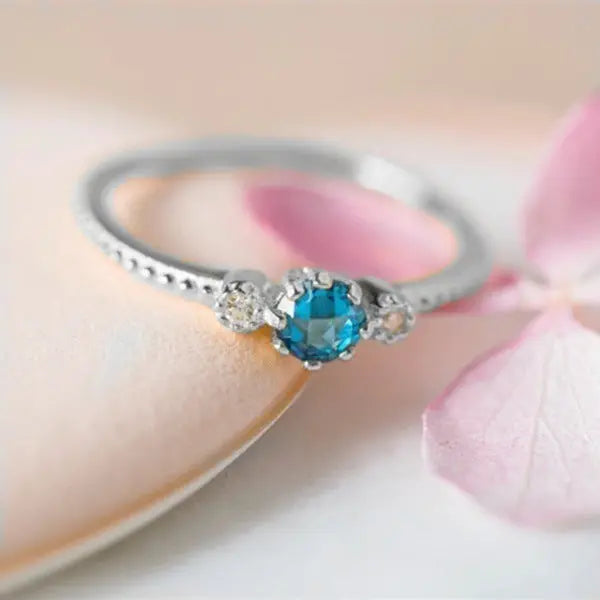 ROMAD Ocean Blue Rhinestone Rings Women Size 105 Gold Silver Finger Rings for Wedding Engagement Simple Bohemian Rings Zunara Fashions