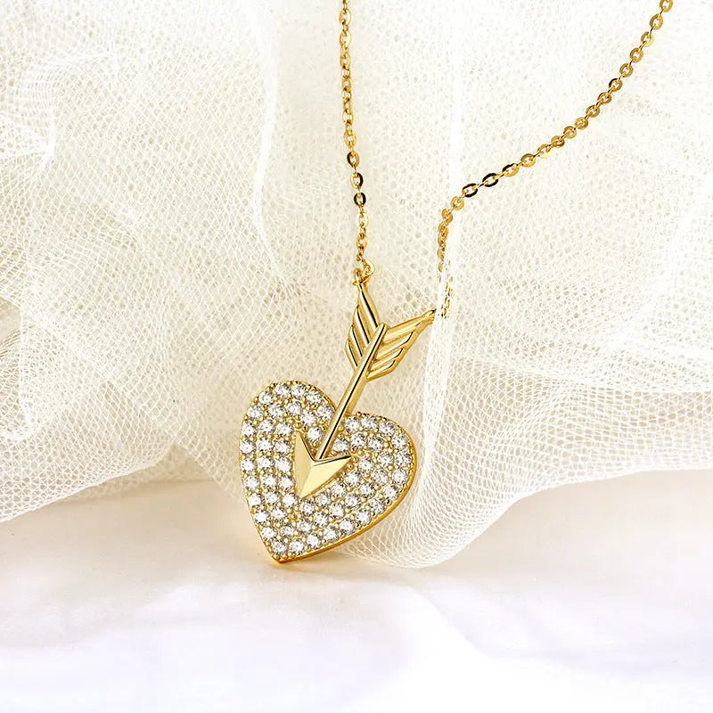 Sterling Silver Diamond Necklace Heart Shaped Net Red Zunara Fashions