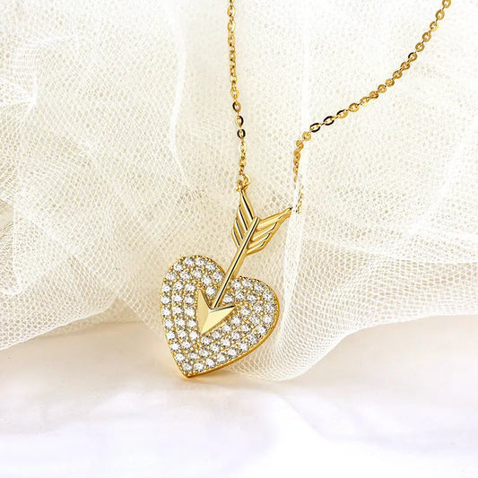 Sterling Silver Diamond Necklace Heart Shaped Net Red Zunara Fashions
