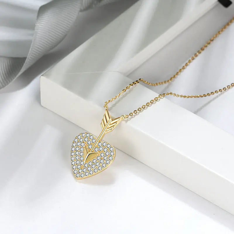 Sterling Silver Diamond Necklace Heart Shaped Net Red Zunara Fashions