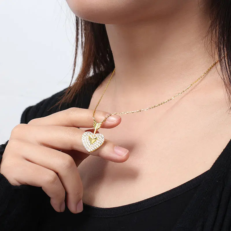 Sterling Silver Diamond Necklace Heart Shaped Net Red Zunara Fashions