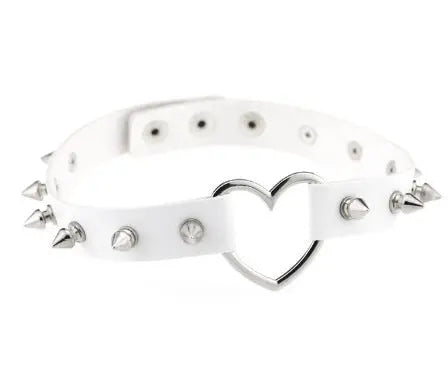 Unusual Necklace White Leather Chokers Vintage Gothic Zunara Fashions