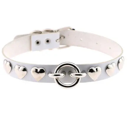 Unusual Necklace White Leather Chokers Vintage Gothic Zunara Fashions