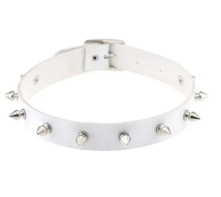 Unusual Necklace White Leather Chokers Vintage Gothic Zunara Fashions