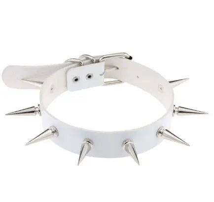 Unusual Necklace White Leather Chokers Vintage Gothic Zunara Fashions