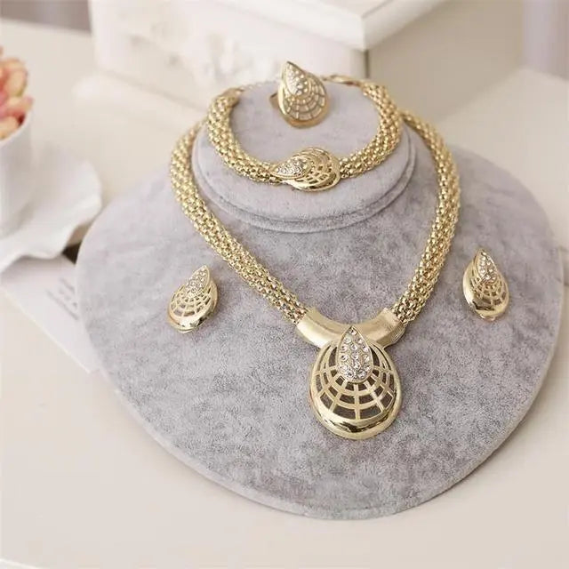 Women Cate Gold Bridal Jewelry Sets Rhinestone Pendan Zunara Fashions