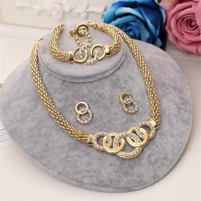 Women Cate Gold Bridal Jewelry Sets Rhinestone Pendan Zunara Fashions