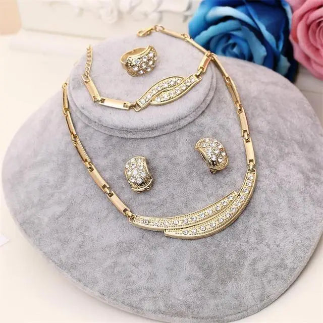 Women Cate Gold Bridal Jewelry Sets Rhinestone Pendan Zunara Fashions